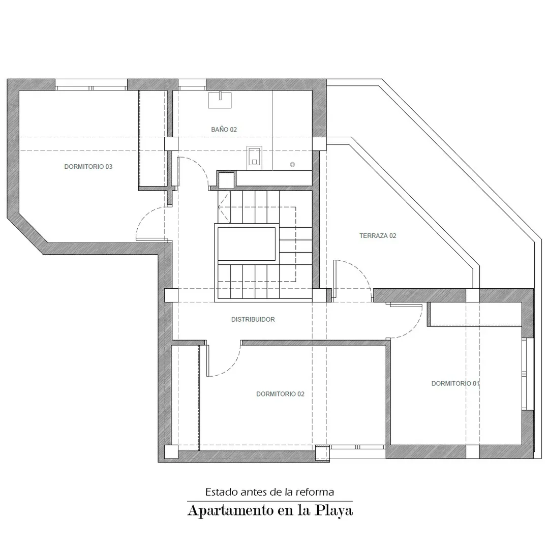 Antes: plano de la planta segunda en su estado original